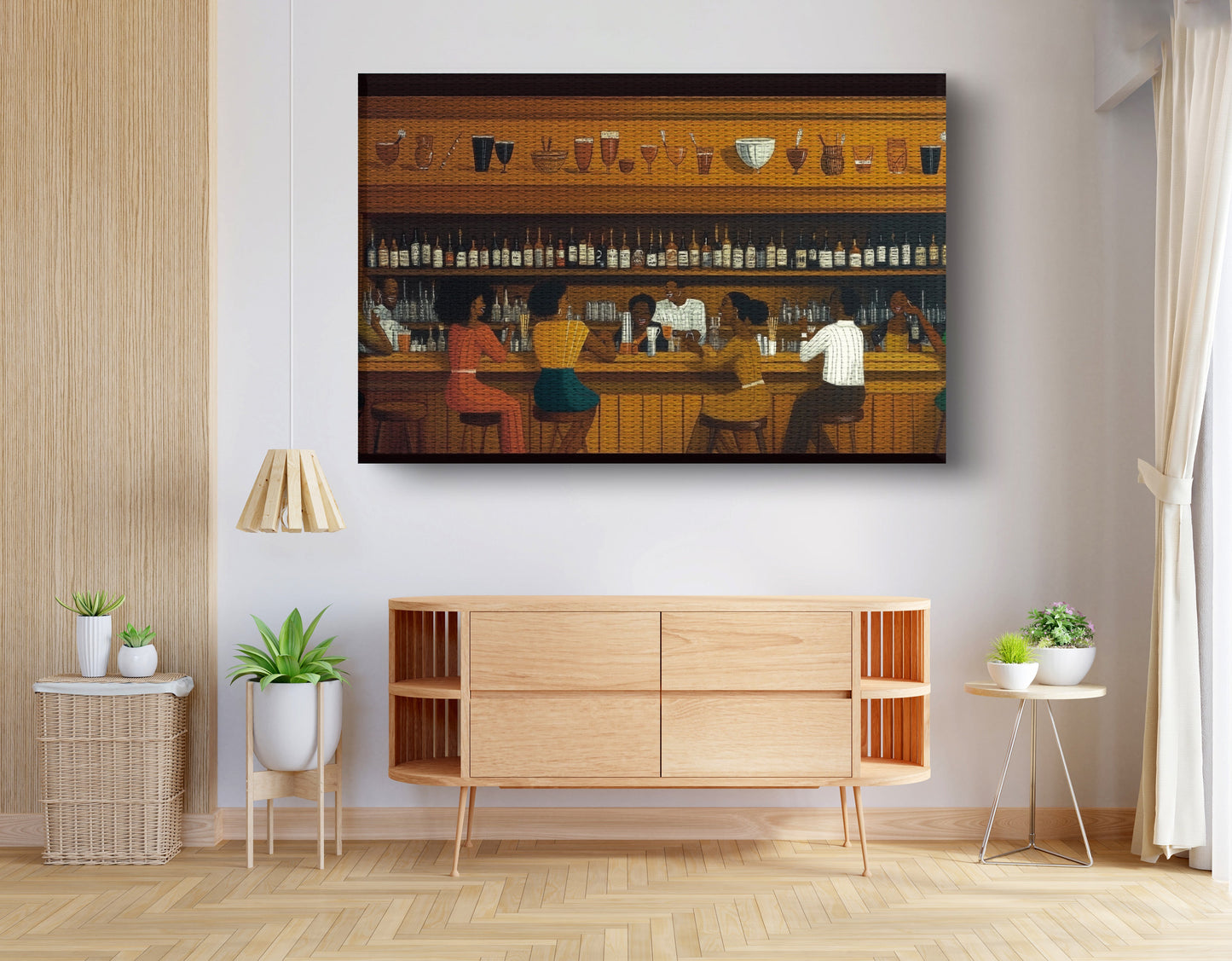 Black Bar Lounge Scene African American canvas print view 14