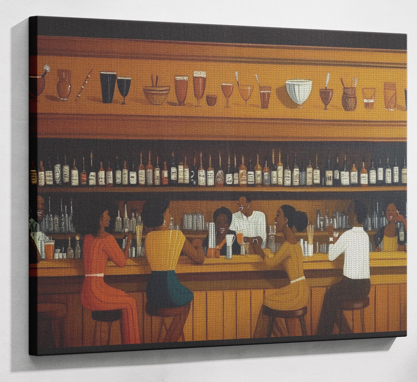 Black Bar Lounge Scene African American canvas print view 13