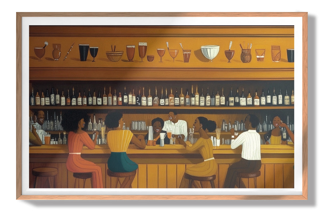 Black Bar Lounge Scene African American canvas print view 79