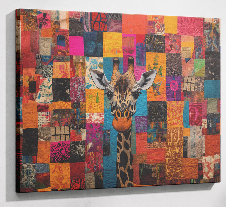 Patchwork Giraffe African American canvas print canvas print with visible wall art format