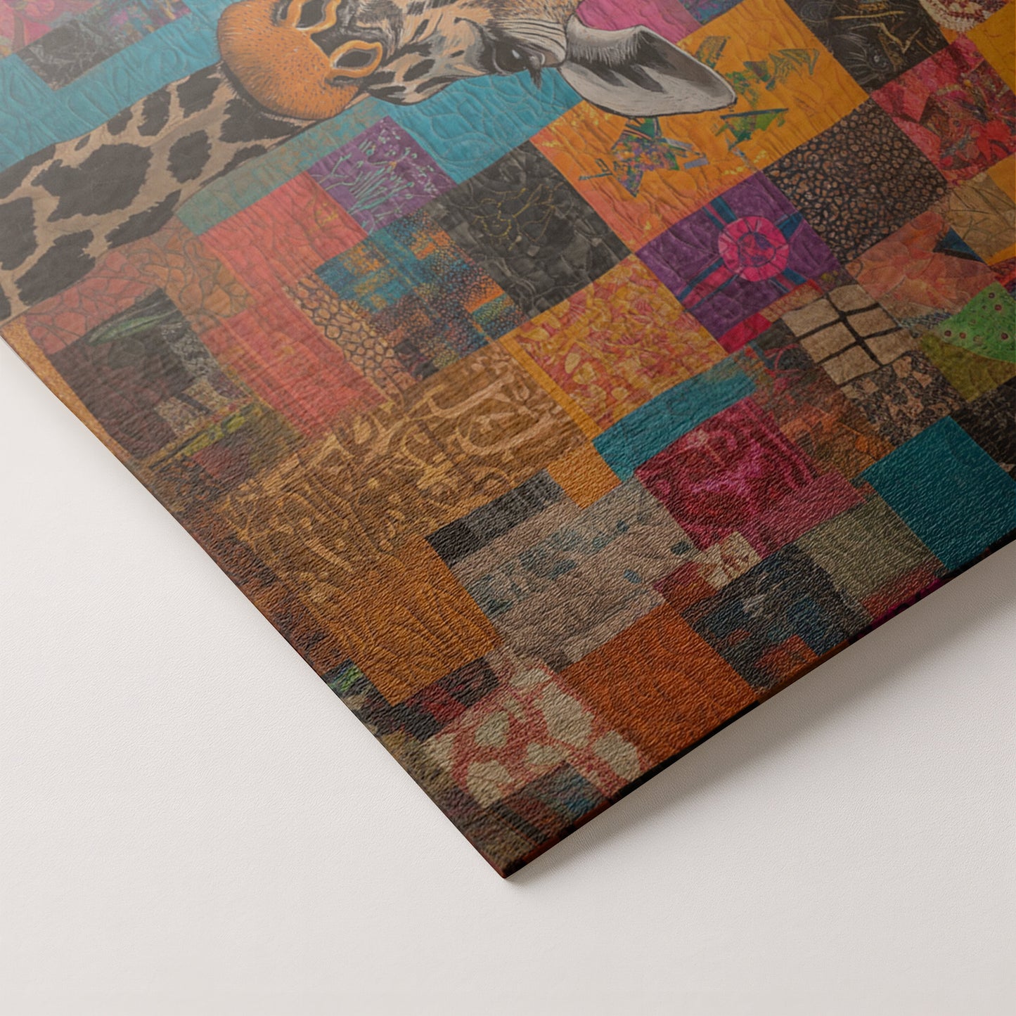 Patchwork Giraffe African American canvas print artwork by MoomZee Artwork