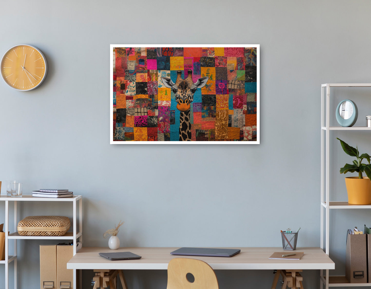 Patchwork Giraffe African American canvas print print view