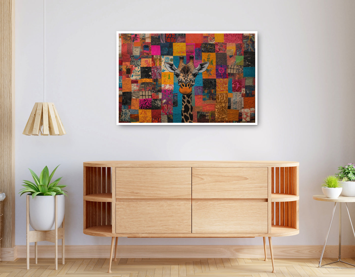 Alternate view of Patchwork Giraffe African American canvas print