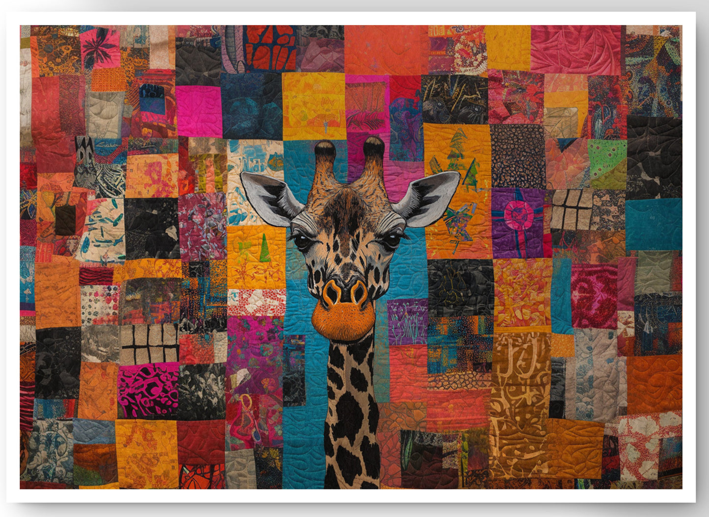 Patchwork Giraffe African American canvas print by MoomZee Artwork