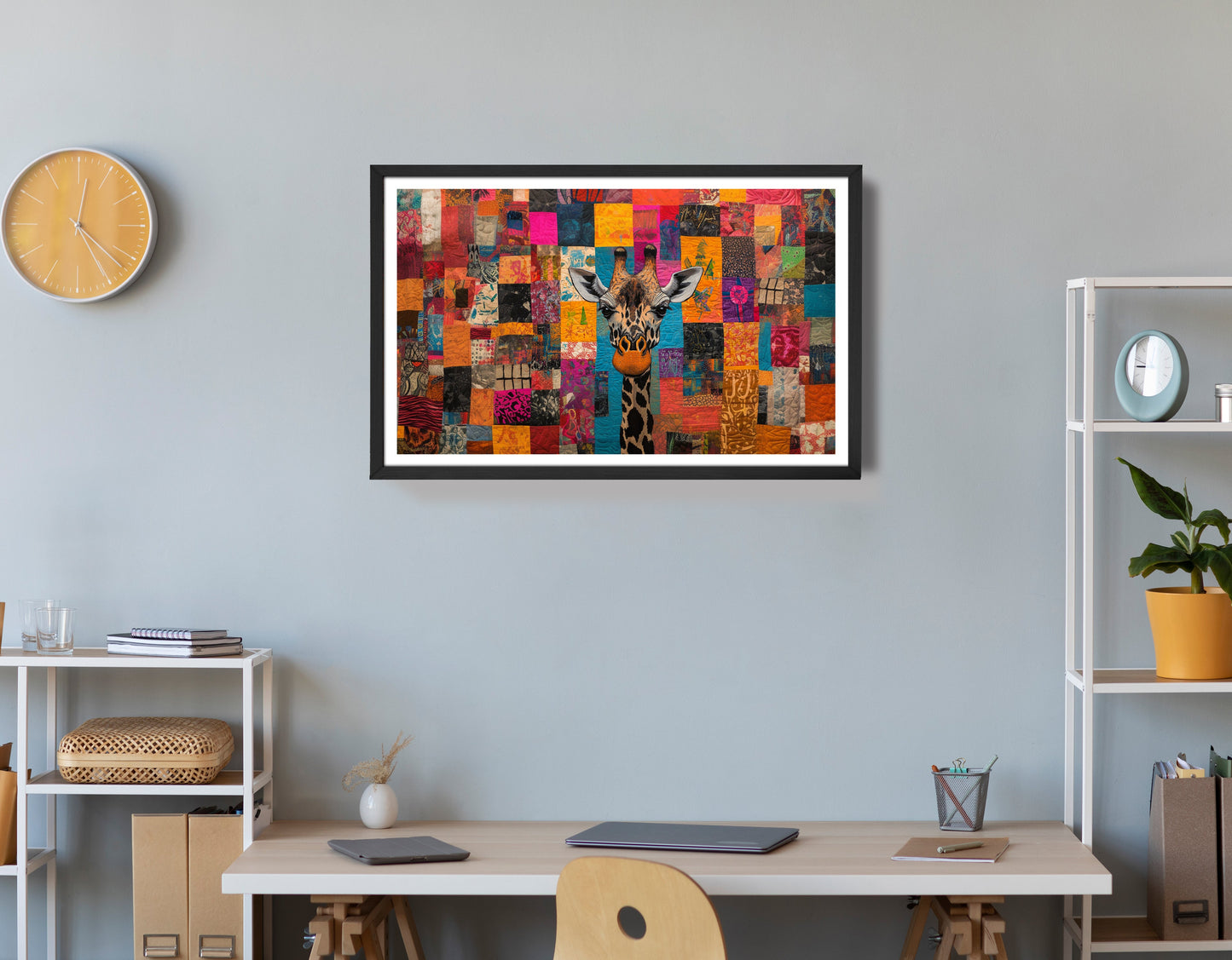 Patchwork Giraffe African American canvas print view 72