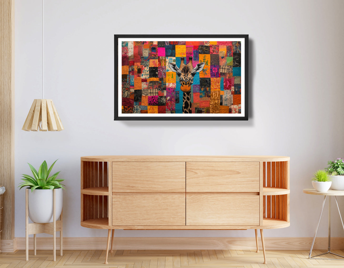 Patchwork Giraffe African American canvas print view 68