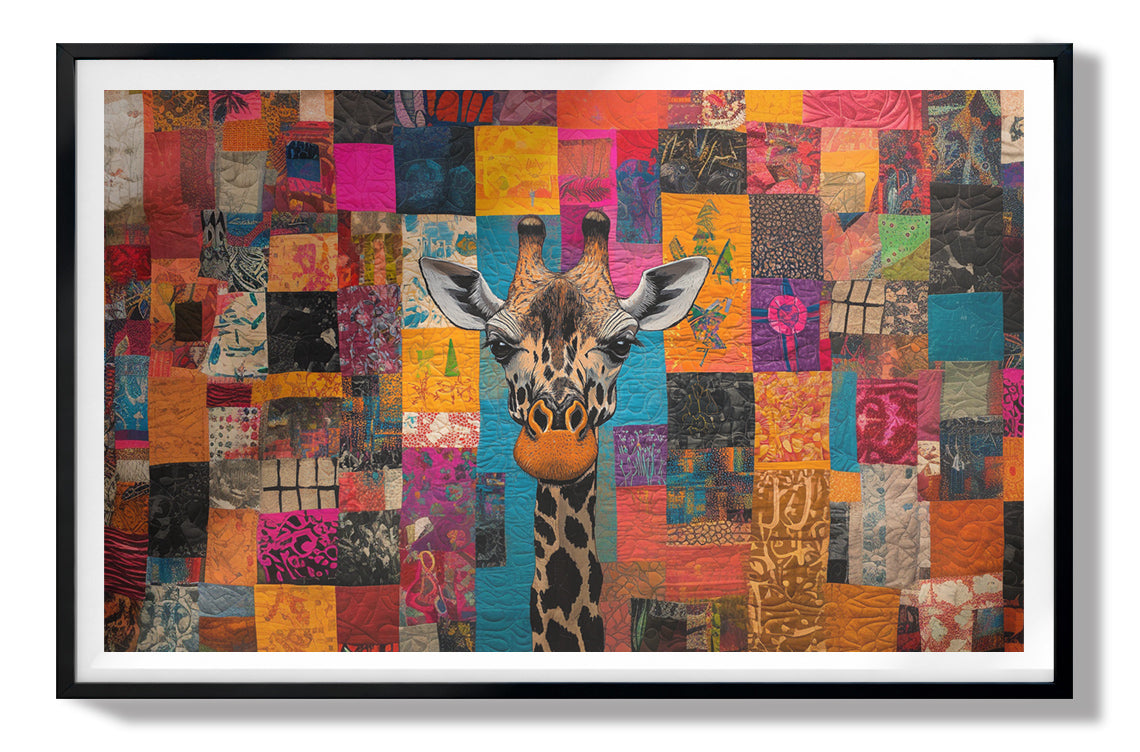 Patchwork Giraffe African American canvas print view 67