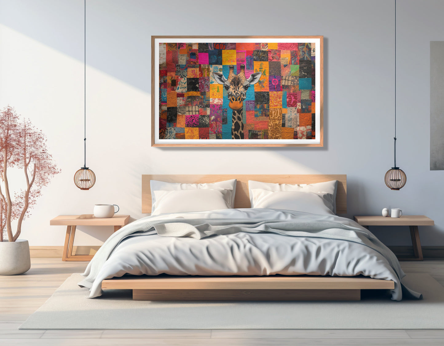 Patchwork Giraffe African American canvas print view 81