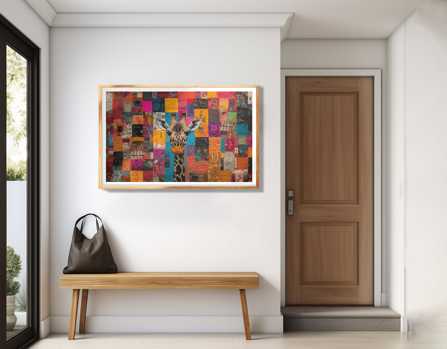 Patchwork Giraffe African American canvas print view 77