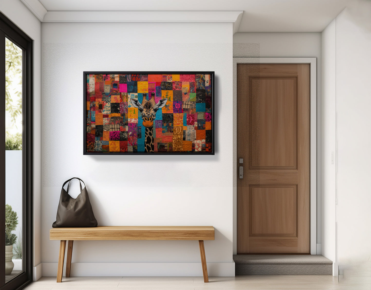 Patchwork Giraffe African American canvas print view 29