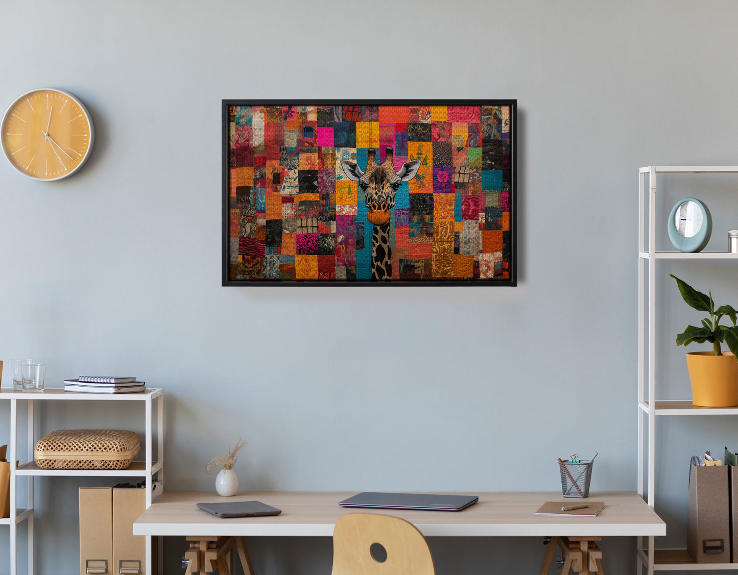 Patchwork Giraffe African American canvas print view 30