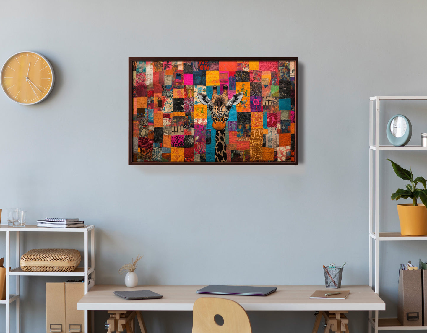Patchwork Giraffe African American canvas print view 36