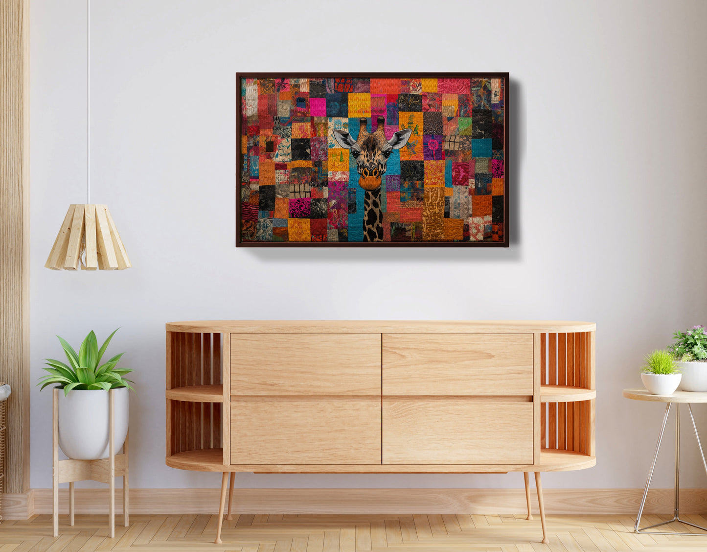 Patchwork Giraffe African American canvas print view 32