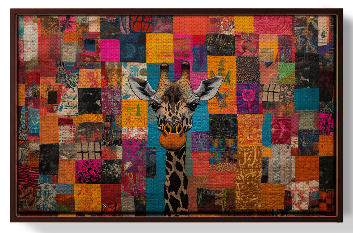 Patchwork Giraffe African American canvas print view 31