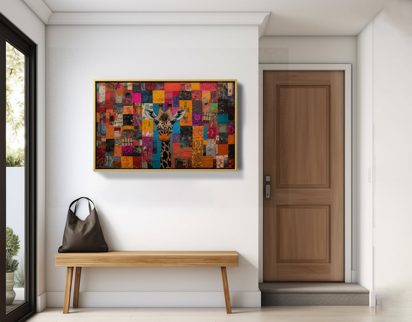 Patchwork Giraffe African American canvas print view 41