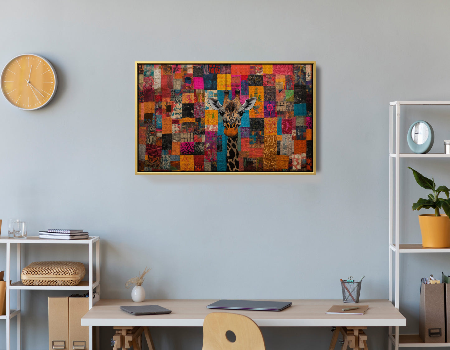 Patchwork Giraffe African American canvas print view 42