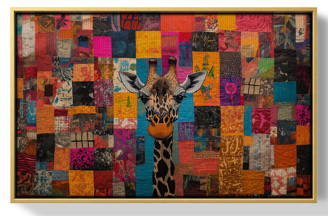Patchwork Giraffe African American canvas print view 37
