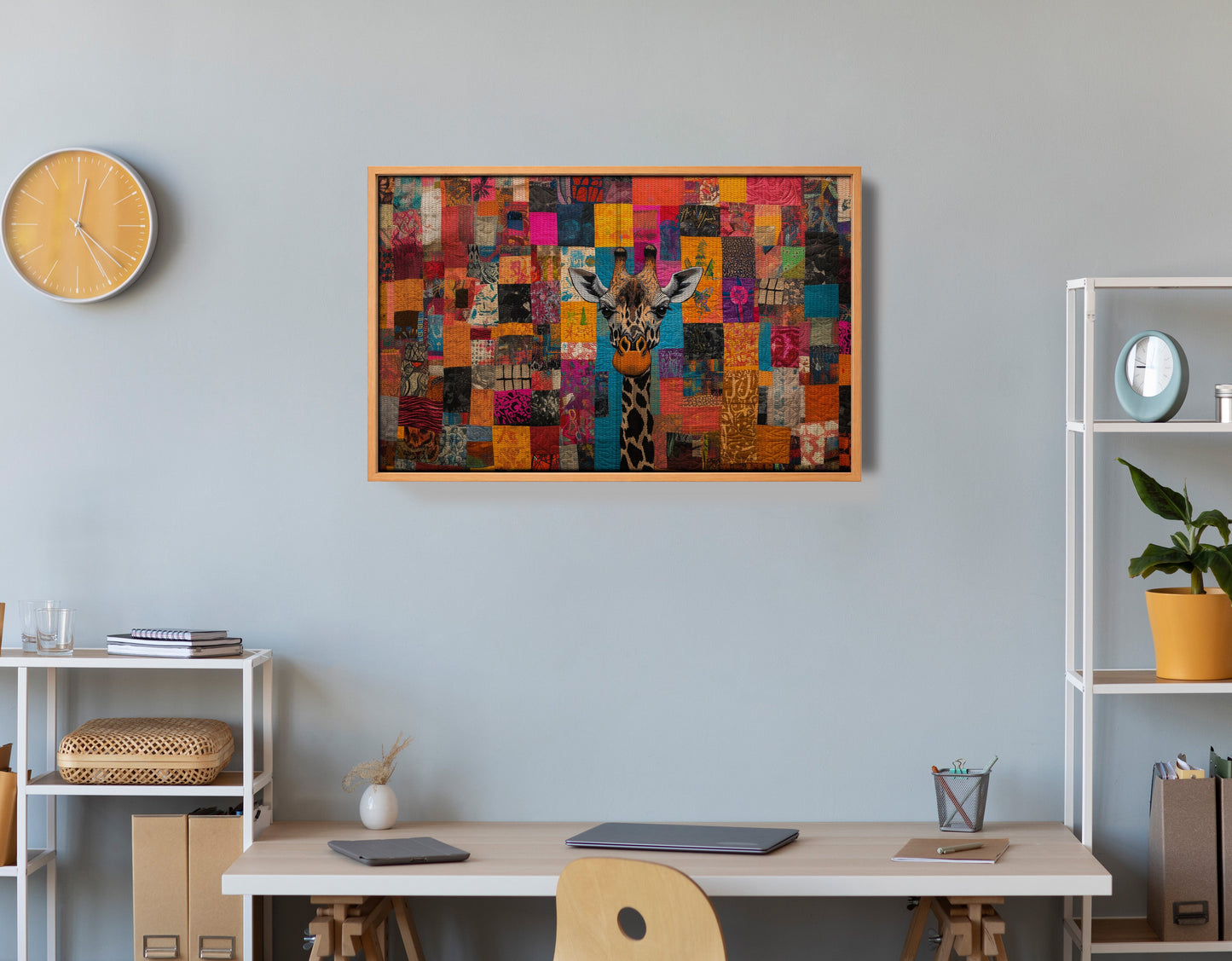 Patchwork Giraffe African American canvas print view 48