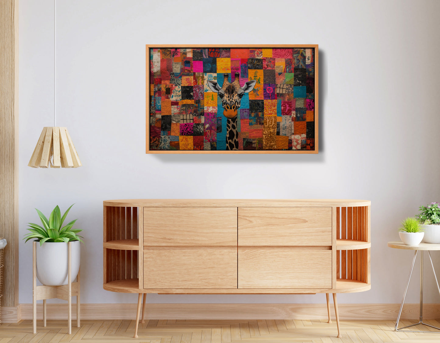 Patchwork Giraffe African American canvas print view 44