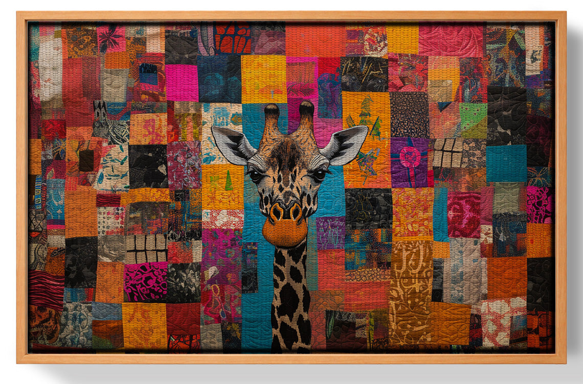 Patchwork Giraffe African American canvas print view 43