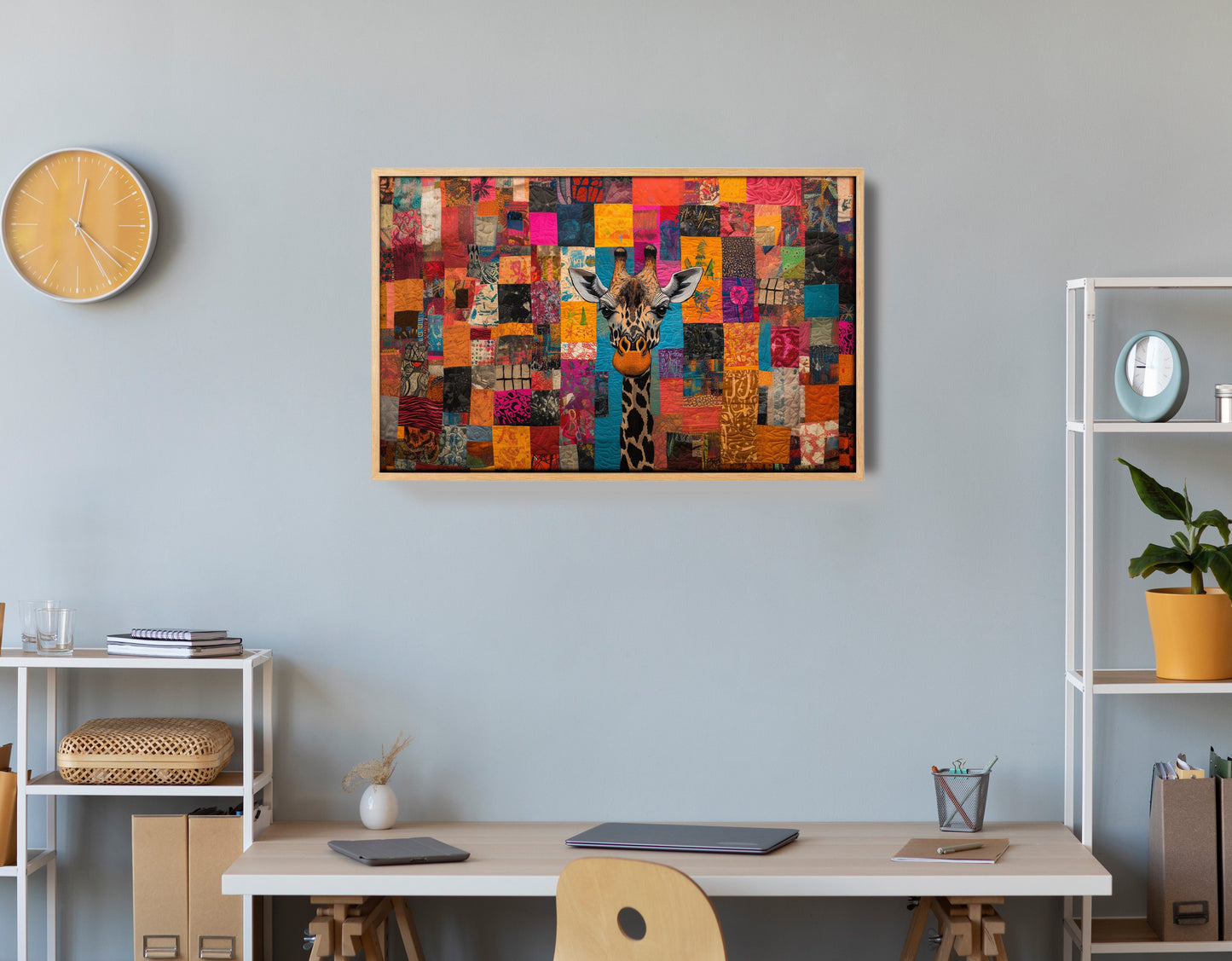 Patchwork Giraffe African American canvas print view 54