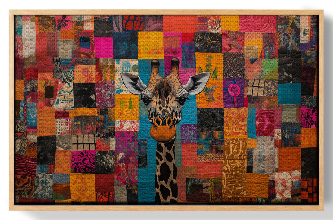 Patchwork Giraffe African American canvas print view 49