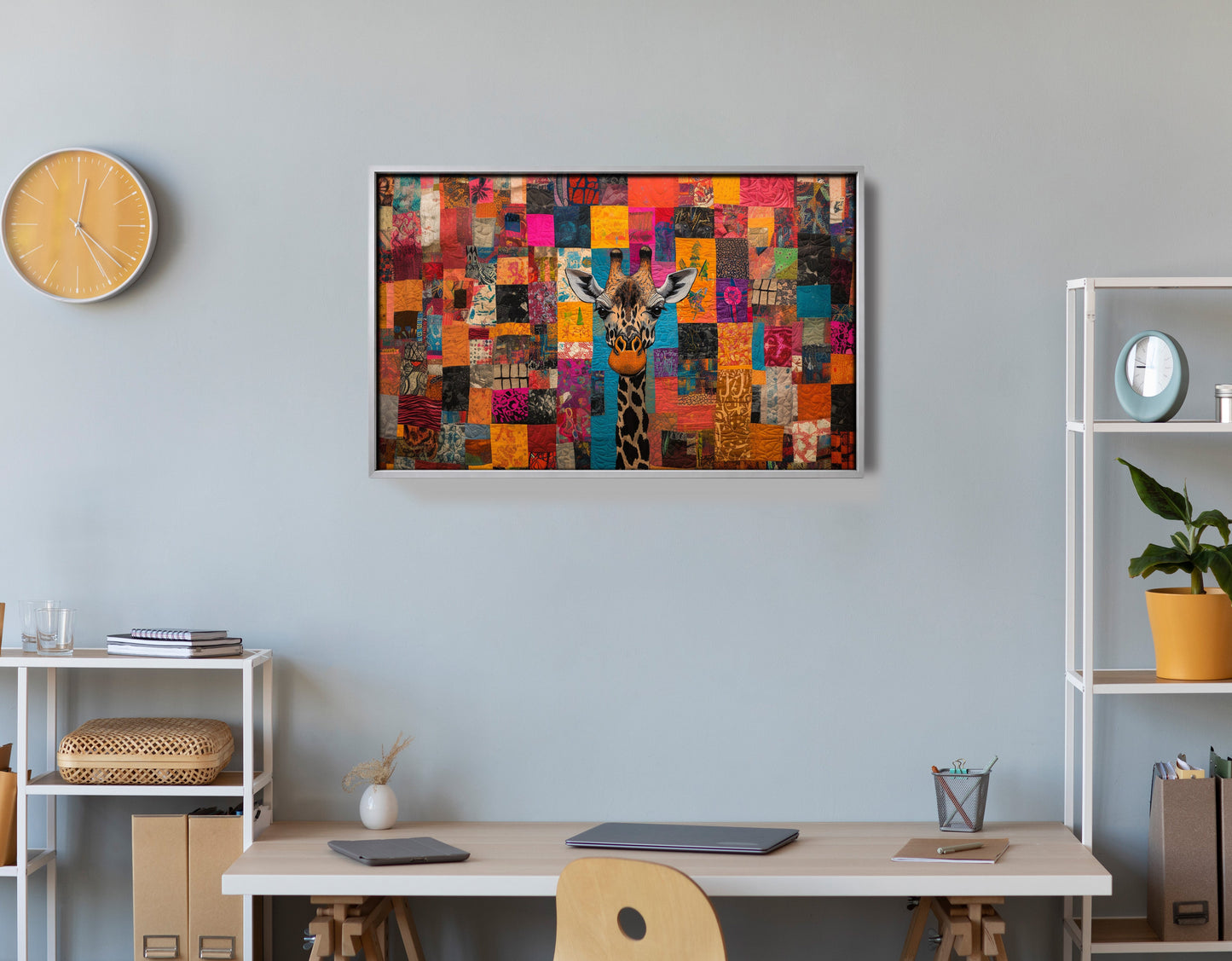 Patchwork Giraffe African American canvas print view 60