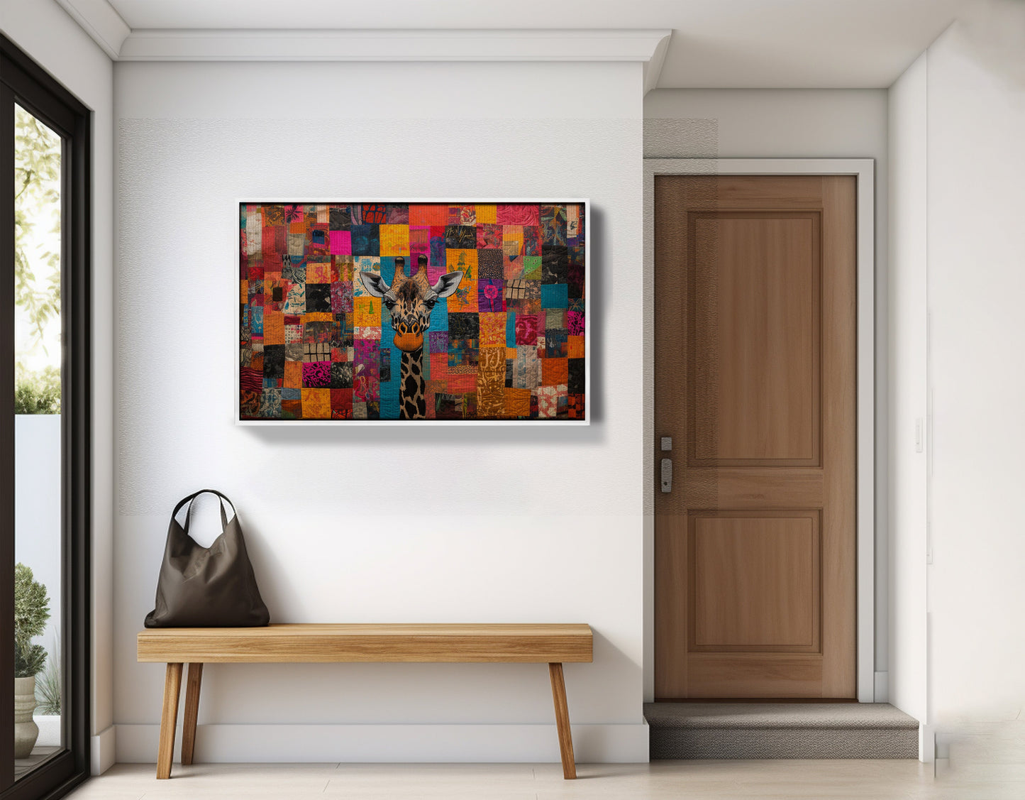 Patchwork Giraffe African American canvas print view 65