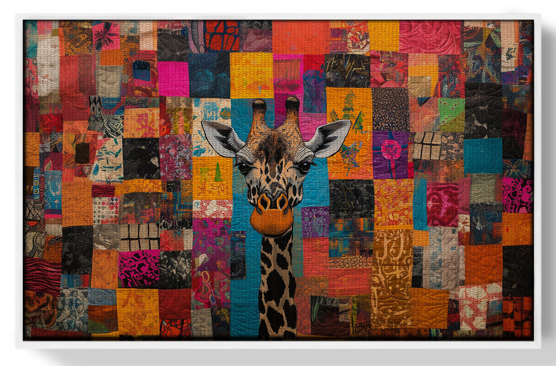 Patchwork Giraffe African American canvas print view 61