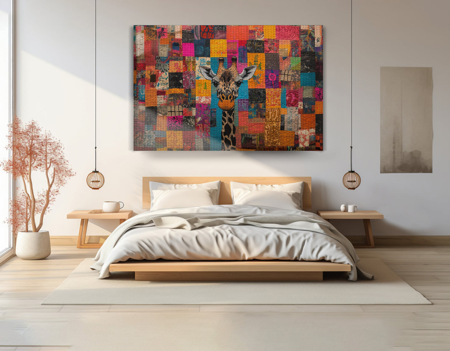 Patchwork Giraffe African American canvas print view 15