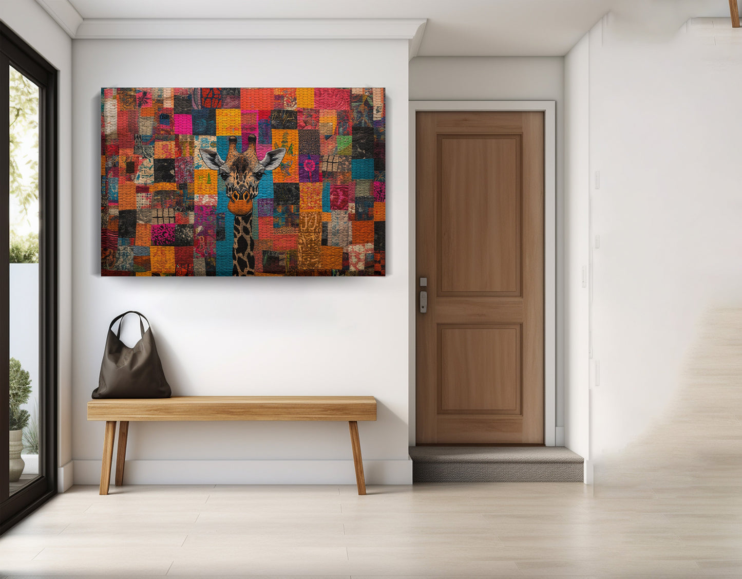 Patchwork Giraffe African American canvas print view 17