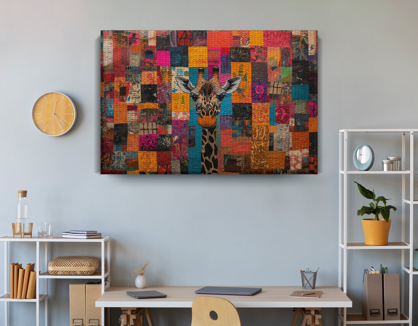 Patchwork Giraffe African American canvas print view 18