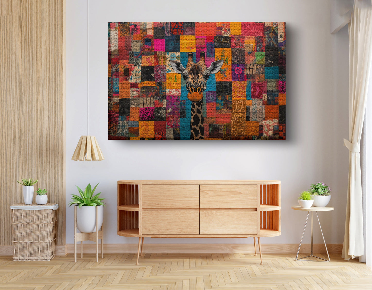 Patchwork Giraffe African American canvas print view 14