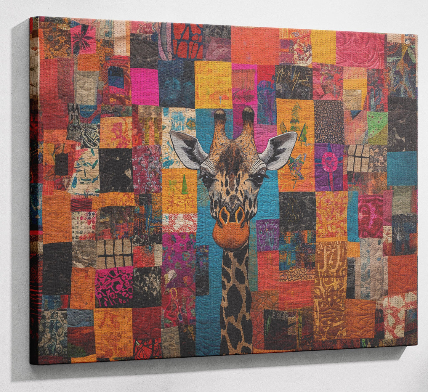 Patchwork Giraffe African American canvas print view 13