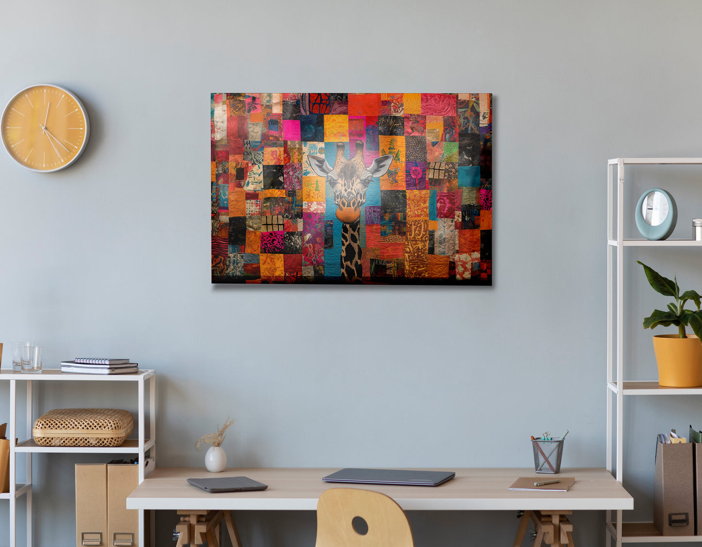 Patchwork Giraffe African American canvas print view 24