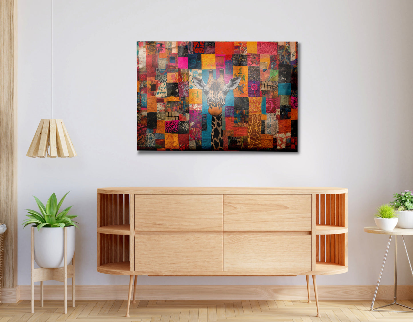 Patchwork Giraffe African American canvas print view 20