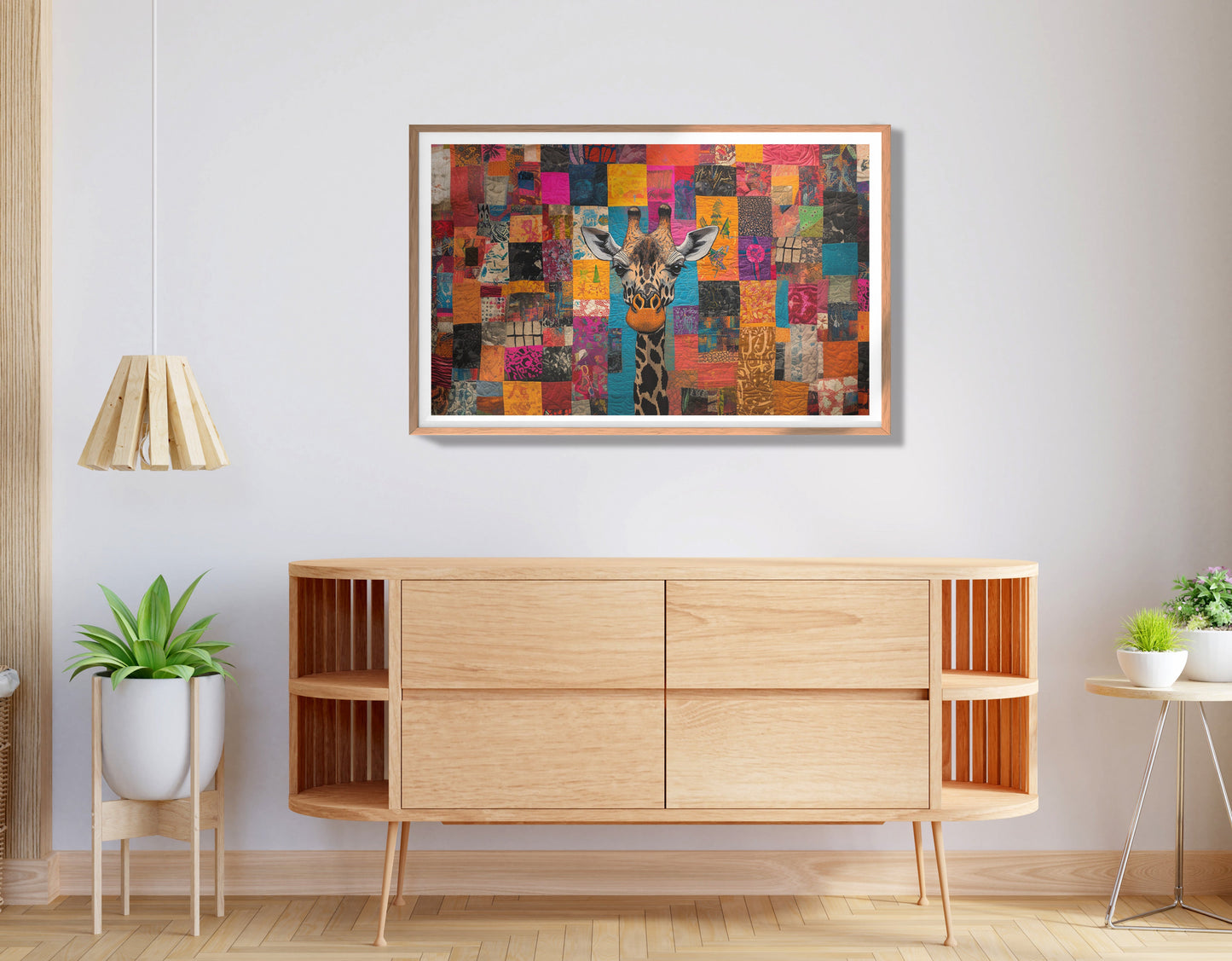 Patchwork Giraffe African American canvas print view 80