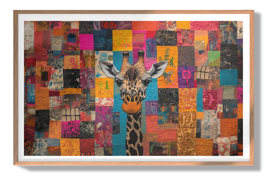 Patchwork Giraffe African American canvas print view 79
