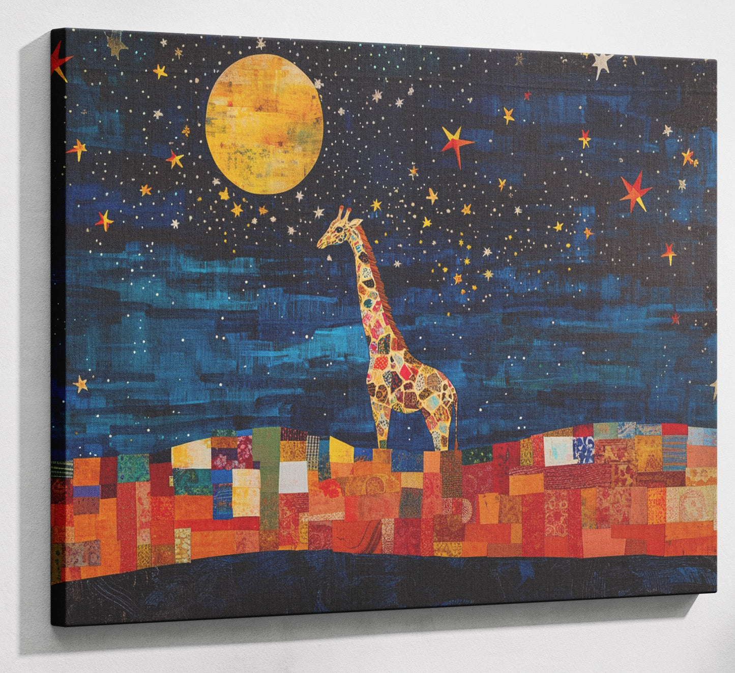 Moonlit Giraffe Mosaic African American canvas print canvas print with visible wall art format