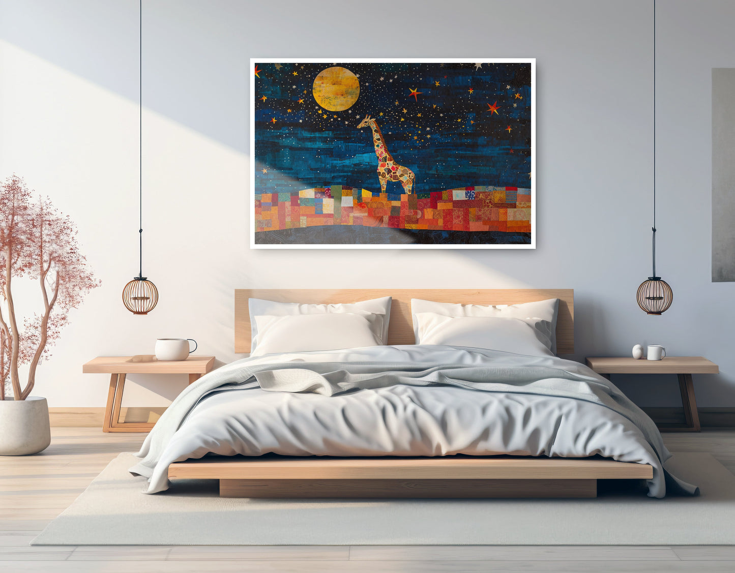 Moonlit Giraffe Mosaic African American canvas print artwork view