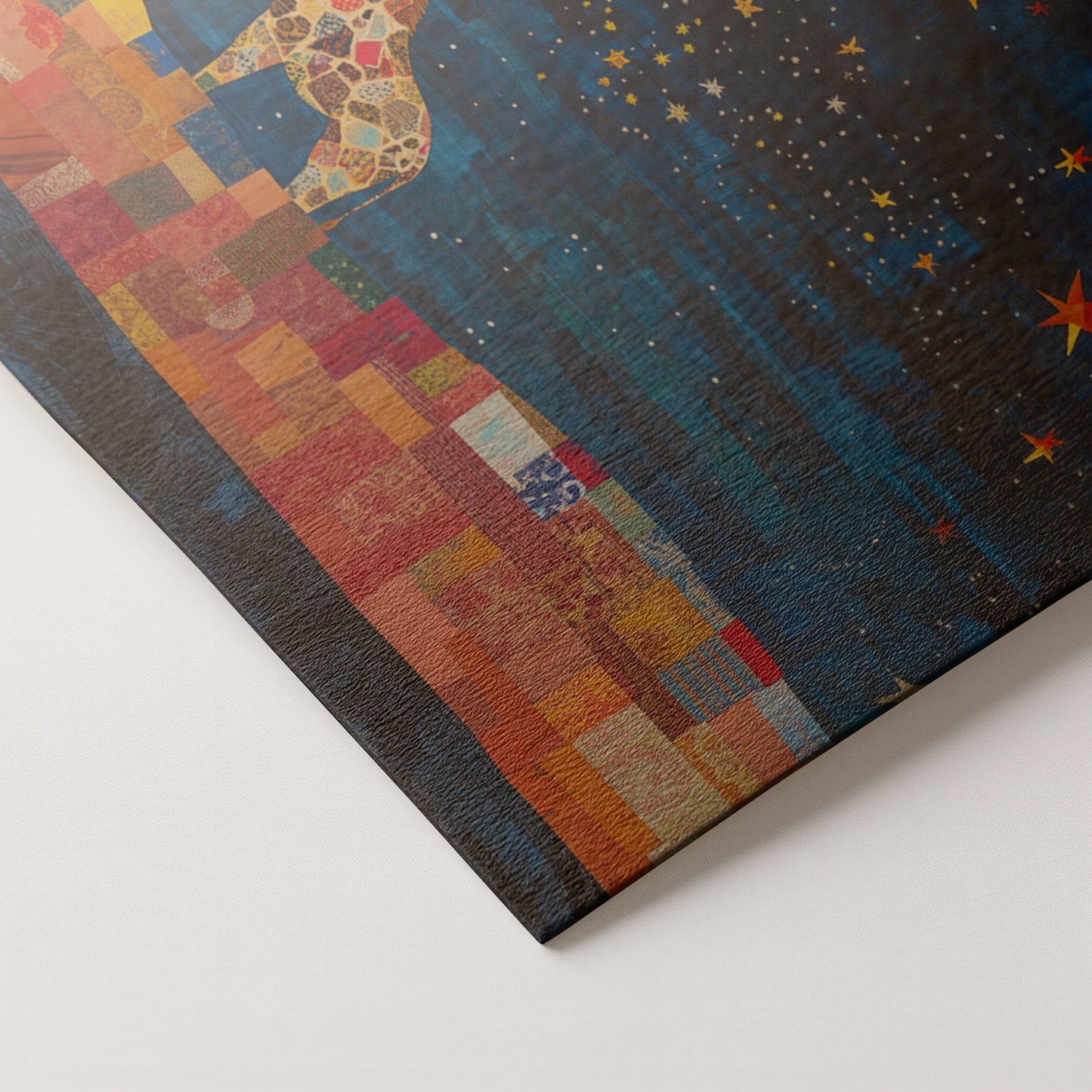 Moonlit Giraffe Mosaic African American canvas print artwork by MoomZee Artwork