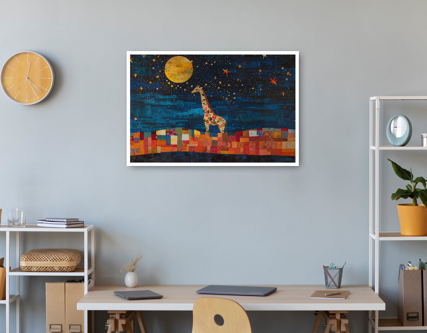 Moonlit Giraffe Mosaic African American canvas print print view
