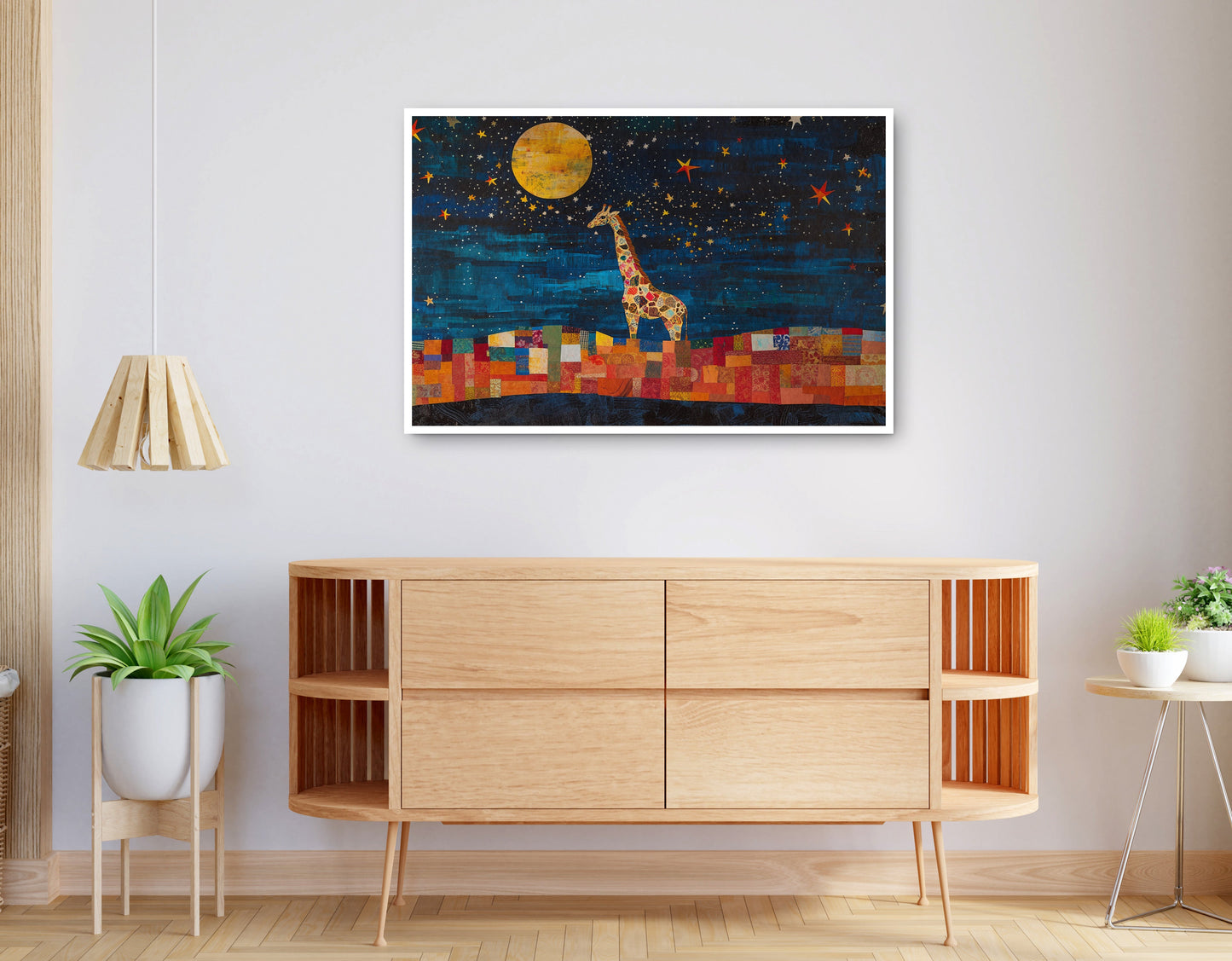 Alternate view of Moonlit Giraffe Mosaic African American canvas print