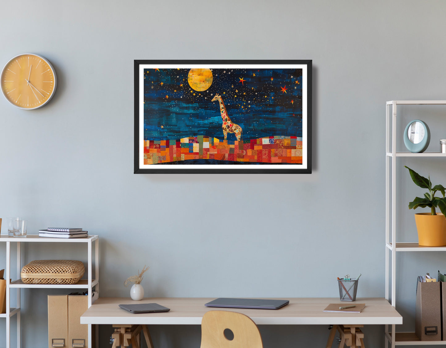 Moonlit Giraffe Mosaic African American canvas print view 72