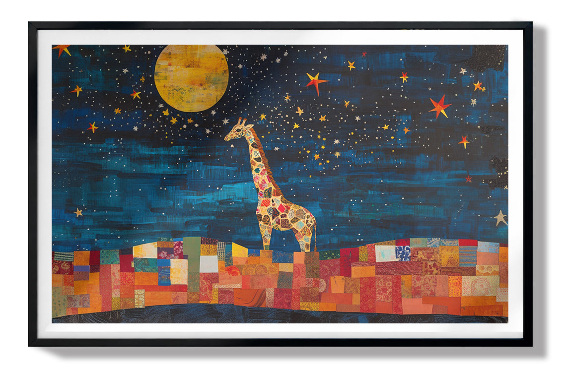 Moonlit Giraffe Mosaic African American canvas print view 67