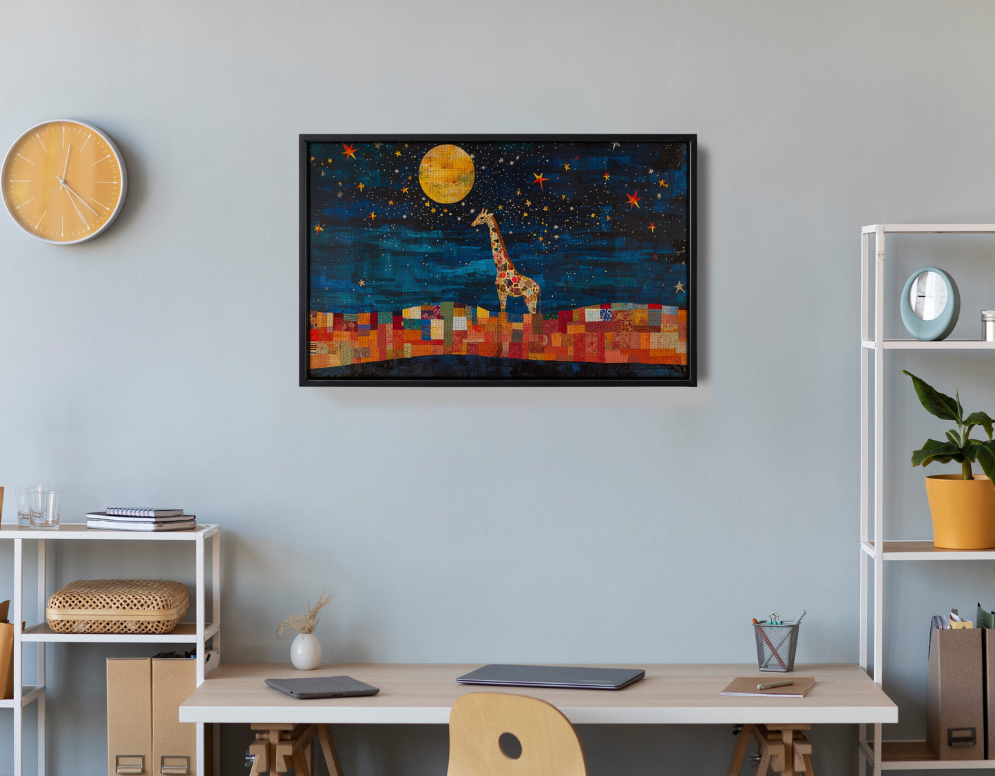 Moonlit Giraffe Mosaic African American canvas print view 30