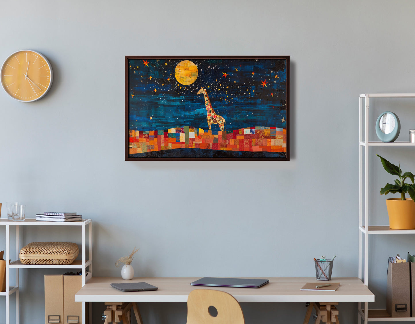 Moonlit Giraffe Mosaic African American canvas print view 36