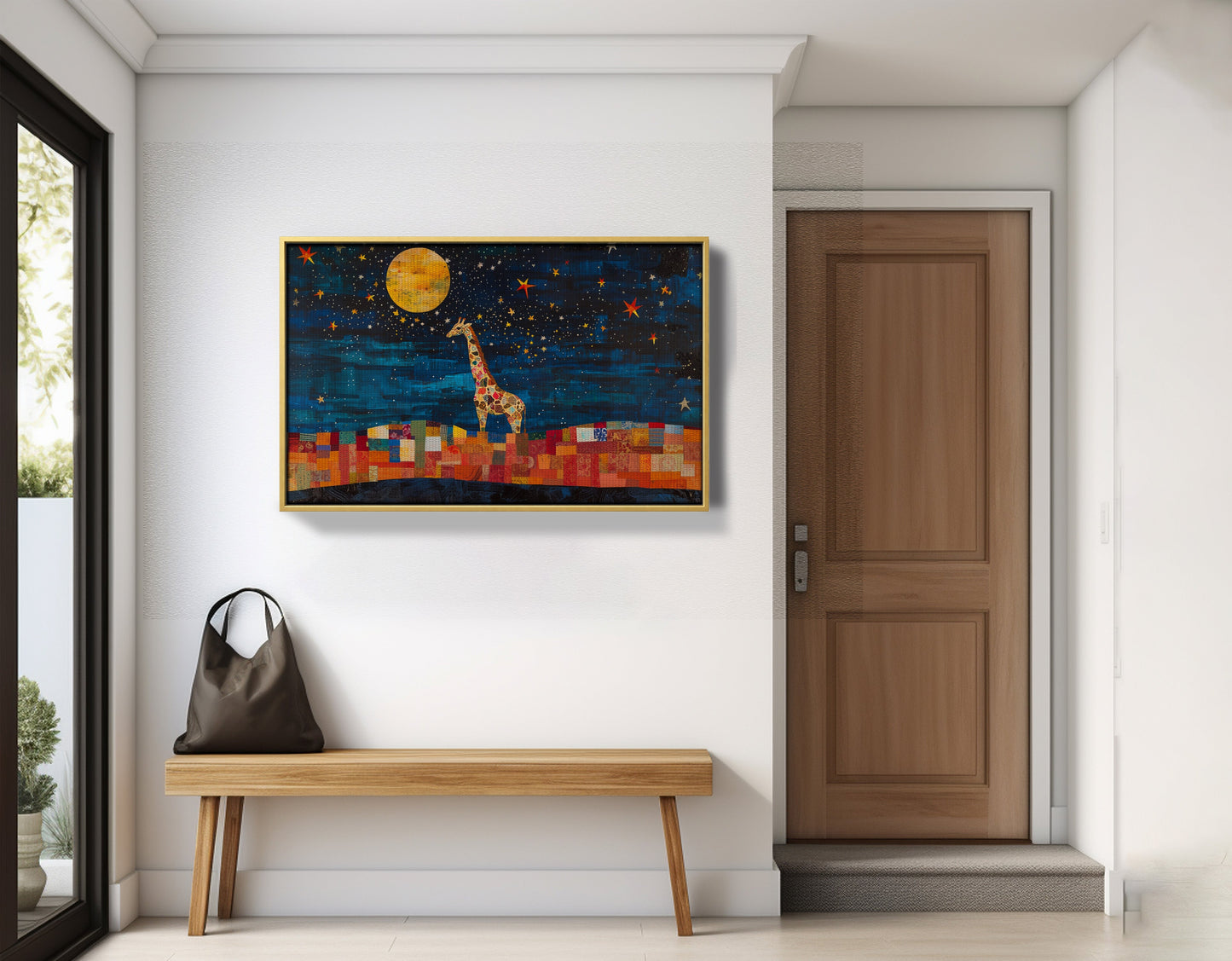 Moonlit Giraffe Mosaic African American canvas print view 41
