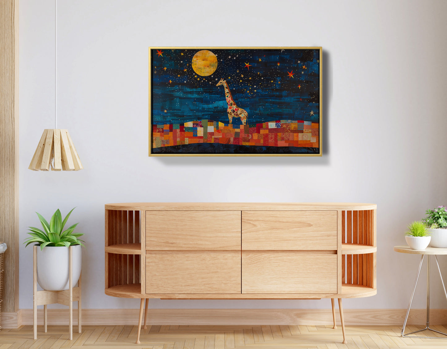 Moonlit Giraffe Mosaic African American canvas print view 38