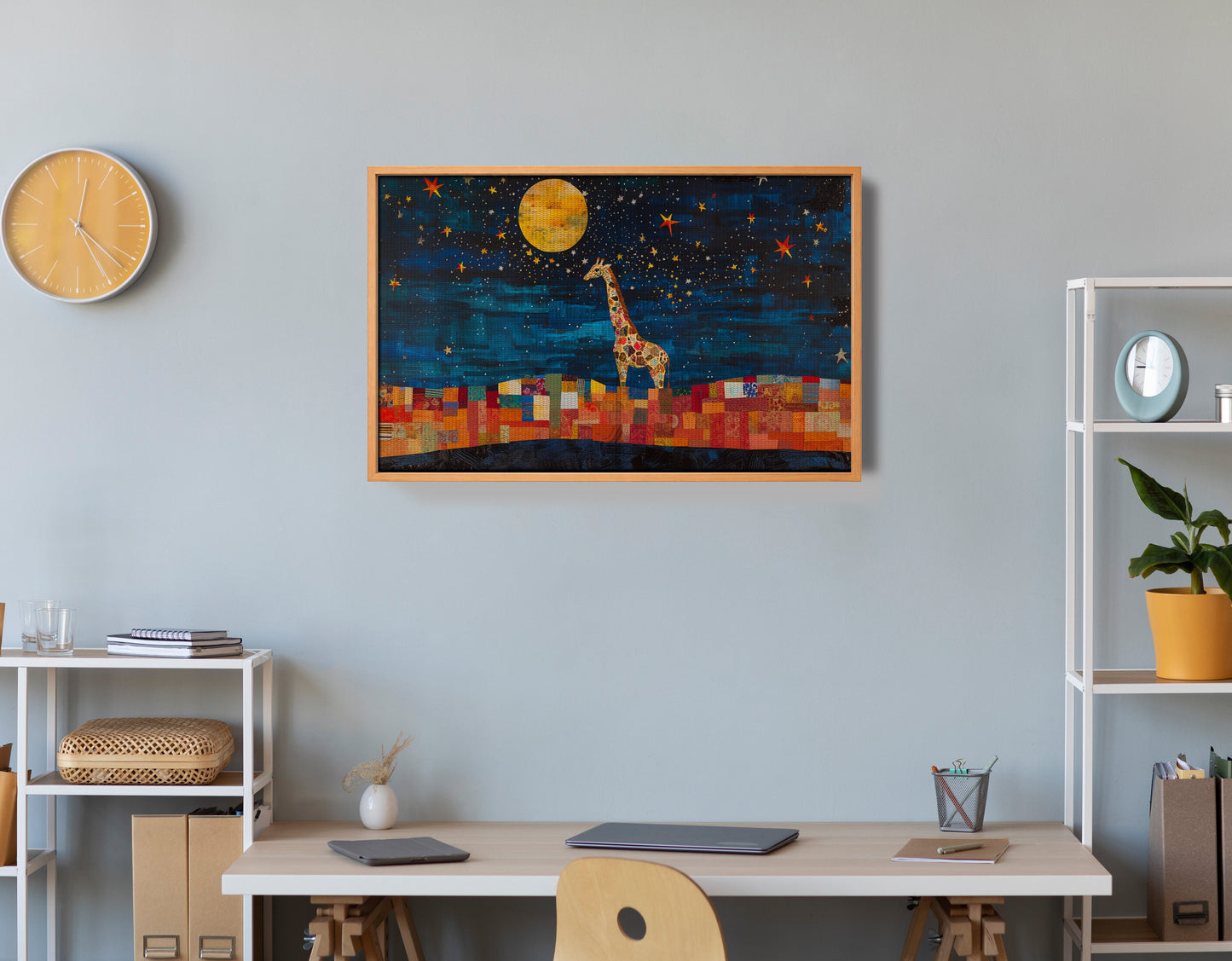 Moonlit Giraffe Mosaic African American canvas print view 48